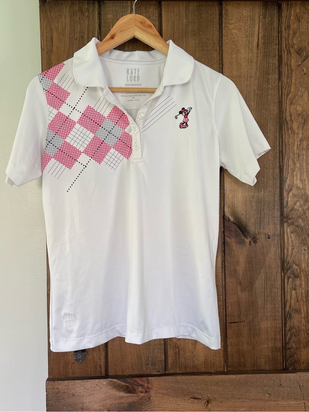 Kate Lord x Disney Minnie Mouse Argyle Accent Golf Polo Shirt Medium